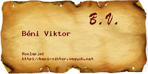 Béni Viktor névjegykártya